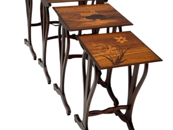 Art Nouveau Set of Four Nesting Tables by Emile Galle Nancy France, 1900s